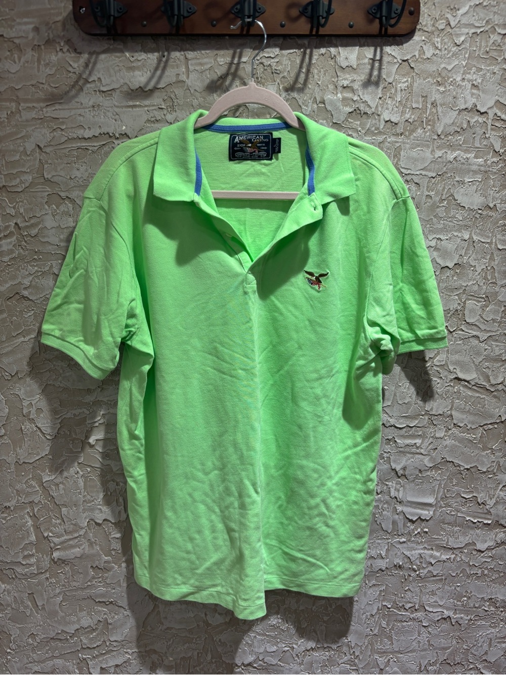 American Living Men's Neon Green Polo with Embroidered Logo
